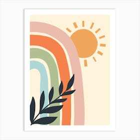 Rainbow And Leaf Art Print