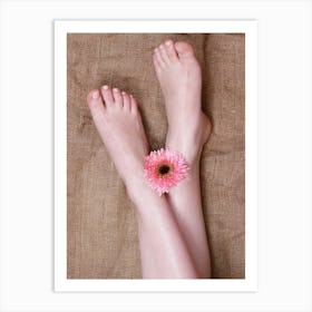 Bare Feet With Flower Art Print