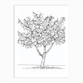Plum Tree Minimalistic Drawing 3 Art Print