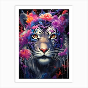 Tiger With Flowers 1 Art Print