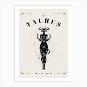 Taurus Zodiac Celestial Woman Art Print