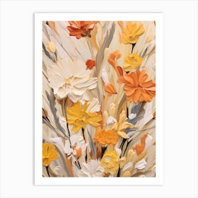 Fall Flower Painting Flax Flower 4 Art Print