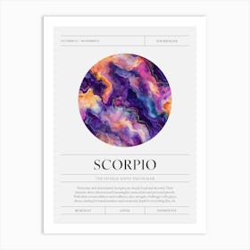 Scorpio Zodiac Sign, Tourmaline Birthstone Crystal Gem Art Print