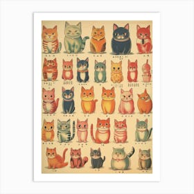 Collection Of Japanese Vintage Cats Kitsch Art Print