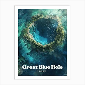 Great Blue Hole Belize Sinkhole Travel Art Illustration Art Print