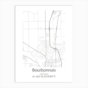 Bourbonnais,United States Minimalist Map Art Print