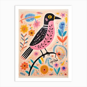 Pink Scandi Bird 2 Art Print