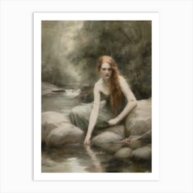 Girl In A Stream  Art Print