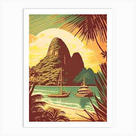Koh Yao Noi Thailand Vintage Sketch Tropical Destination Art Print