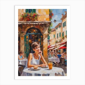 Woman In A Cafe Art Print