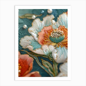 Embroidered Flowers 29 Art Print