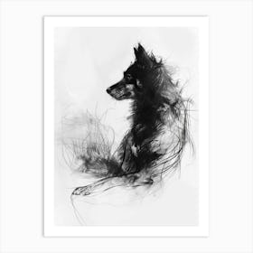 Minature Dog Charcoal Line 4 Art Print