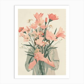 Spring Girl With Pink Flowers 2 Art Print