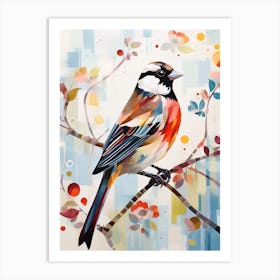 Bird Painting Collage Sparrow 2 Art Print