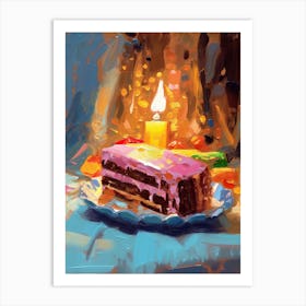 A Slice Of Birthday Cake Oil Painting 4 Art Print