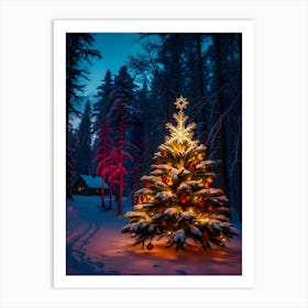 Christmas Tree In The Forest Art Print