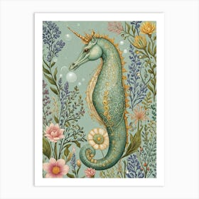 Unicorn Seahorse In Pastel Art Print