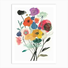 Ranunculus 1 Collage Flower Bouquet Art Print