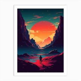 Man Walking In The Desert Art Print