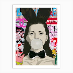 Kate Moss Bubble Gum Art Print