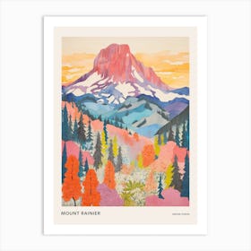 Mount Rainier United States 1 Colourful Mountain Illustration Poster Art Print