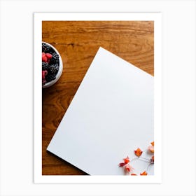 An Overhead View Of A Minimalist Still Life Art Piece On A White Border Table The Primary Subject (1) Art Print