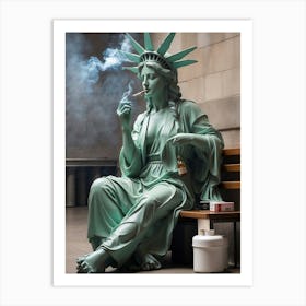 Statue Of Liberty Smoking Art Print