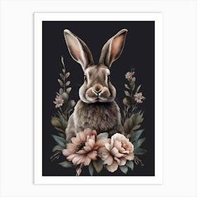 Rabbit With Flowers Art Print