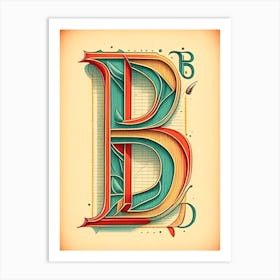 B, Letter, Alphabet Vintage Sketch 1 Art Print