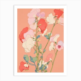 Sweet Peas Flower Big Bold Illustration 4 Art Print