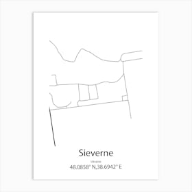 Sieverne,Ukraine Minimalist Map Art Print