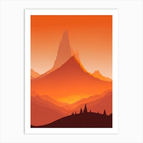 Misty Mountains Vertical Composition In Orange Tone 227 Art Print