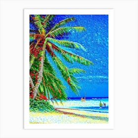 Punta Cana Dominican Republic Pointillism Style Tropical Destination Art Print