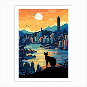 Shenzhen, China Skyline With A Cat 0 Art Print