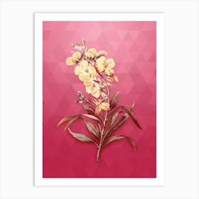 Vintage Cheiranthus Flower Botanical in Gold on Viva Magenta n.0973 Art Print