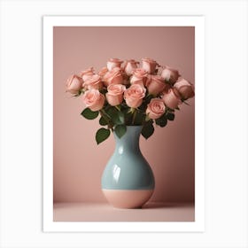 A Vase Of Pink Roses 107 Art Print