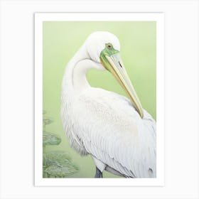 Ohara Koson Inspired Bird Painting Pelican 1 Art Print