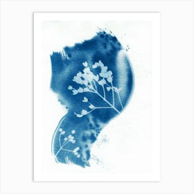 Abstract Botanical Blue Art Print