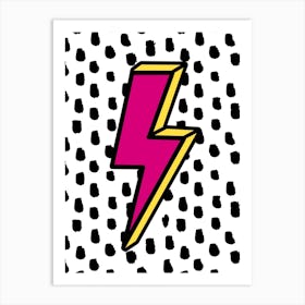 Lightning Bolt Pink & Yellow Art Print