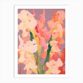 Gladioli Flower Big Bold Illustration 4 Art Print