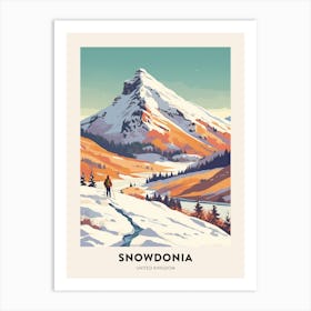 Vintage Winter Travel Poster Snowdonia National Park United Kingdom 1 Art Print