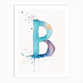 B, Letter, Alphabet Minimalist Watercolour 4 Art Print