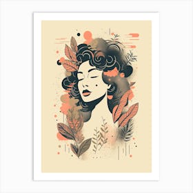 Bloom Body Woman Neutral Colours Boho Style 15 Art Print