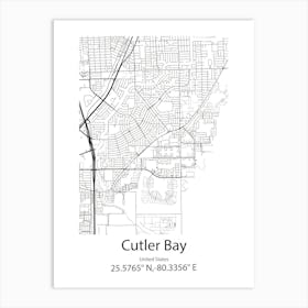 Cutler Bay,United States Minimalist Map 1 Art Print