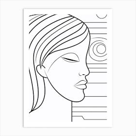 Simple Portrait Of Face Line Drawing 1 Art Print