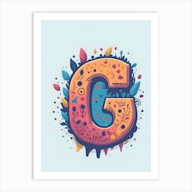 Colorful Letter G Illustration 10 Art Print