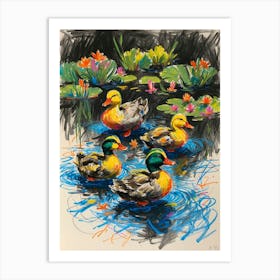 Ducks In The Pond 4 Art Print