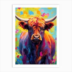 Vivid Highland Cow Art Print