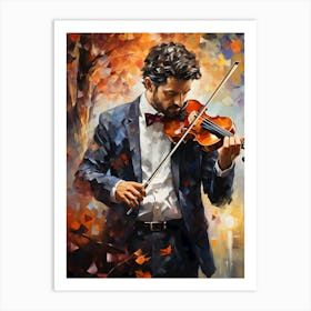 Violinist In Autumn Art Print