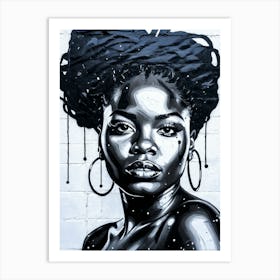 Graffiti Mural Of Beautiful Black Woman 288 Art Print